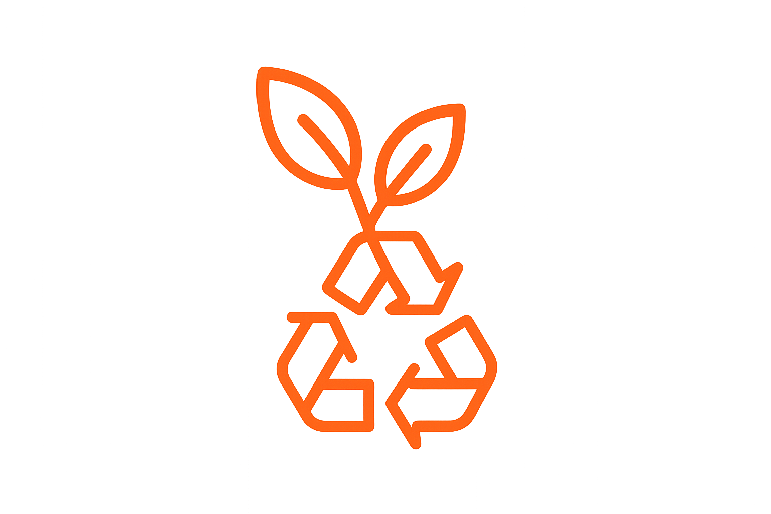 Give me a minimalistic logo representing eco friendly materials and color it in #FF6A00